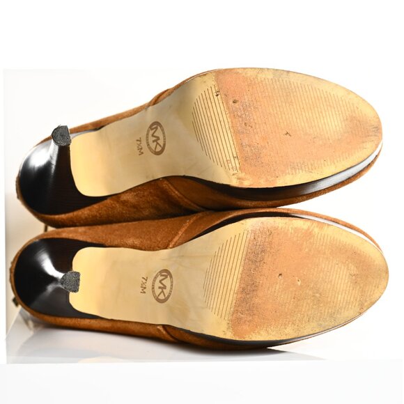 Michael Kors Vanessa Bootie in Genuine Dark Caramel Suede Size 7.5 - Picture 10 of 11